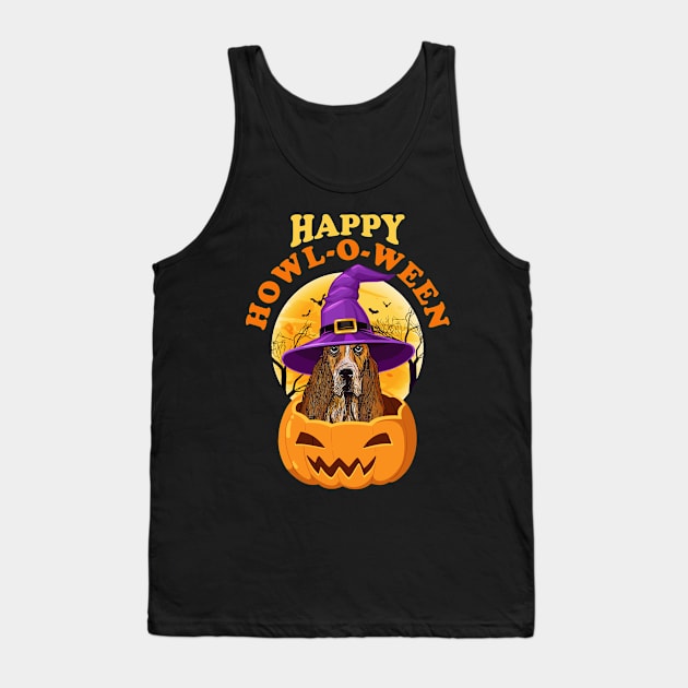 Basset Hound Dog Howl-O-Ween Witch Funny Halloween Tank Top by TheBeardComic